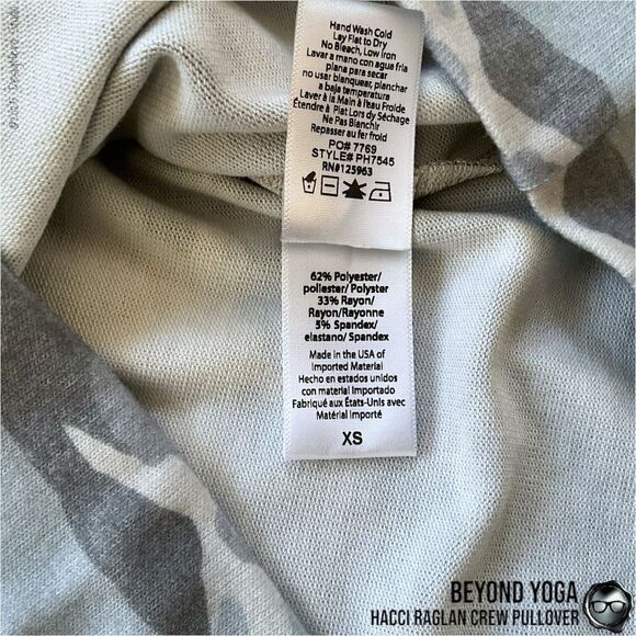 BEYOND YOGA HACCI FAVORITE RAGLAN CREWNECK SWEATSHIRT IN GRAY CAMO XS PULLOVER - Picture 9 of 13